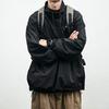 Men Jacket Solid Color Half Turtleneck Streetwear Autumn Washed Elastic Cuff Windbreaker for Daily Wear