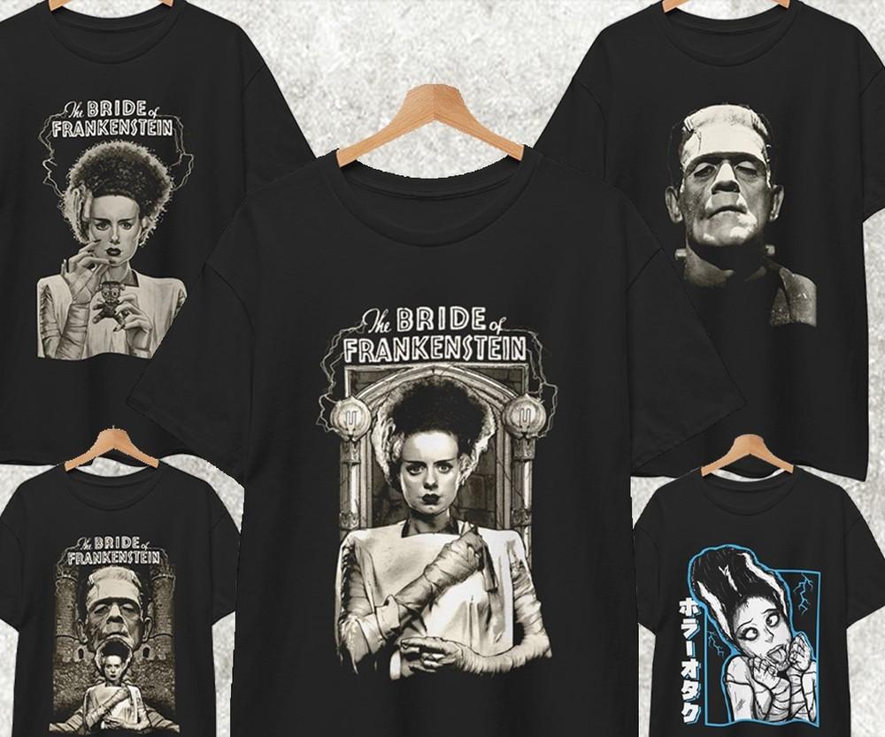 The Bride and Frankenstein T Shirt For Halloween, Horror Monster Unisex Tee Unisex T-Shirt XXL