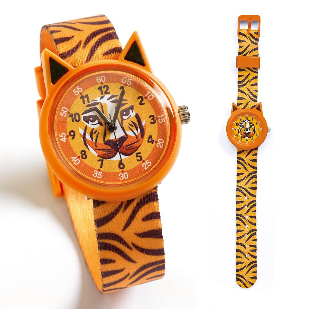 DJECO Tiger Watch Kids Watch Yellow Animal Tiger Cute Stylish Nordic 3 Years Old 4 Years Old 5 Years Old 6 Years Old Boys Girls Toddlers Baby