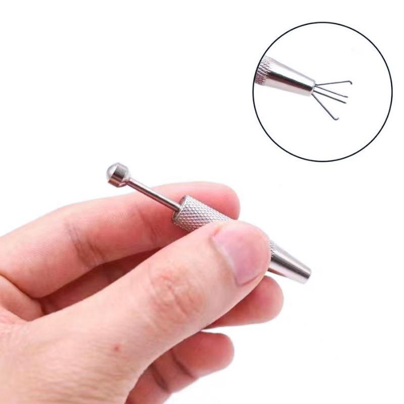 2pcs Professional Jewelry Claw Holders Set, Toothless Stainless Steel Precision Gemstone & Diamond Picking Tools, Non-Slip Screwball Handle Design