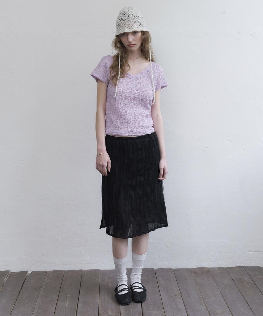 Mosyupamosyu Lace Midi Skirt [Black]