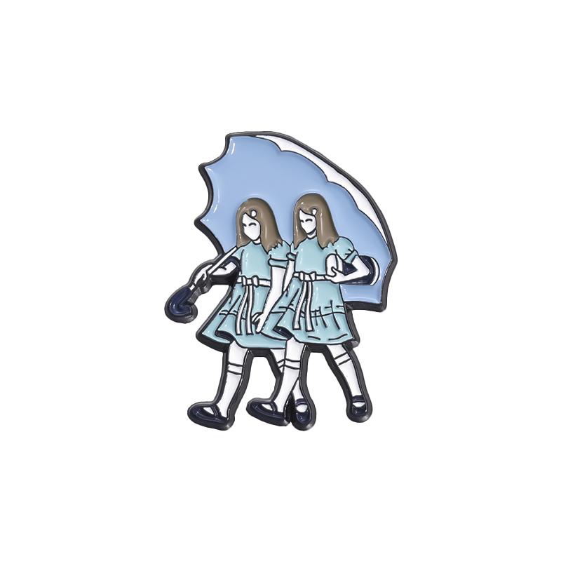 Horror Movie Enamel Pins Custom Salty Witch Girl Holding Umbrella Brooches Lapel Badges Punk Gothic Jewelry Gift for Friends