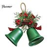Indoor Holiday Scene Arrangement Christmas Bell Ornaments, Metal Double Jingle Bells Xmas Tree Hanging Gift for Friends Decoration with Pinecones