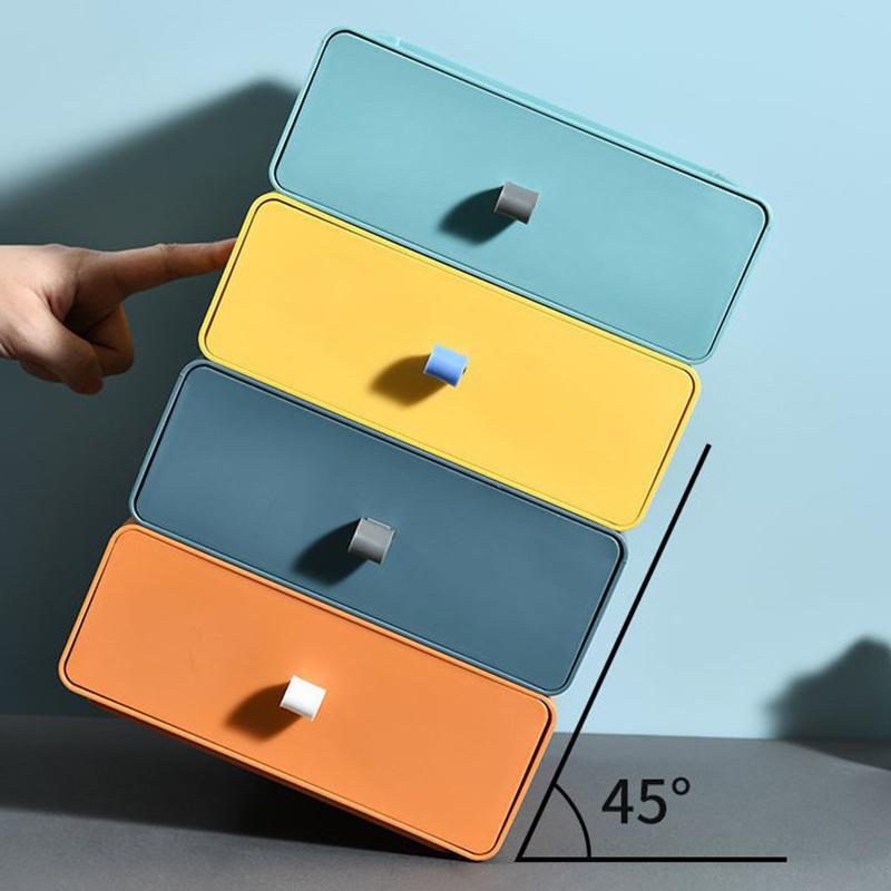 Desktop Stackable Organizer Drawer Office Accessories Colorful Storage Box Makeup Plastic Storage Container Bathroom Storage 1Pc
