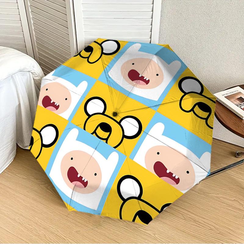 1pc Adventure Time Characters Automatic Folding Umbrella, Compact 8-Rib Design, Durable Plastic & Iron, Lightweight for Outdoor Daily Use, A0929143