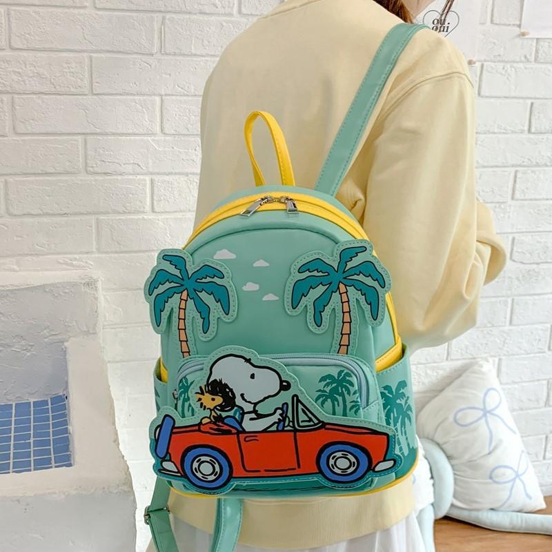Driving A Vehicle Cartoon Pattern Kids Pu Backpack Casual Bag Outings