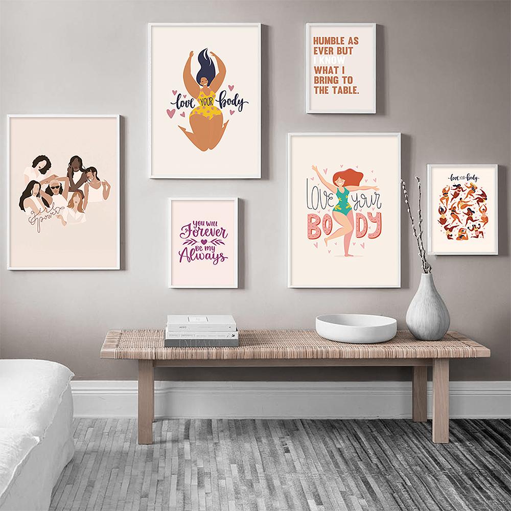 

Quote Wall Art Canvas Painting Decor Picture Living Room Minimalist Abstract Girl Poster