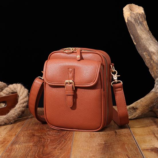 Women Messenger Bag Faux Leather Mini Crossbody Bag Retro Shoulder Bag with Adjustable Removable Strap for Travel Shopping Work