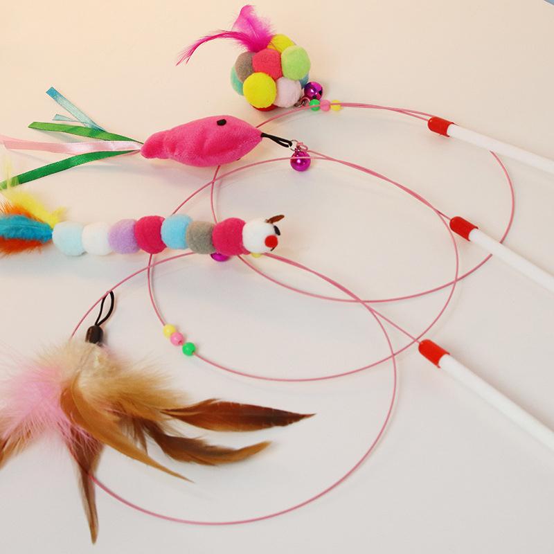 1/10Pcs Funny Simulation Feather Cat Toy Interactive Pet Cat Toy Kitten Playing Teaser Wand Toy Replacement Head Pet Supplies