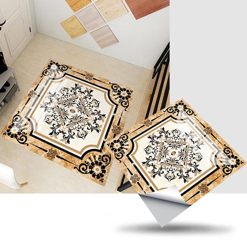 1PC Tapete Selbstklebende PVC-Parkett-Marmor-Aufkleber Wasserdichter Bodenaufkleber Quadratische Aufkleber Rutschfeste Wohndekoration