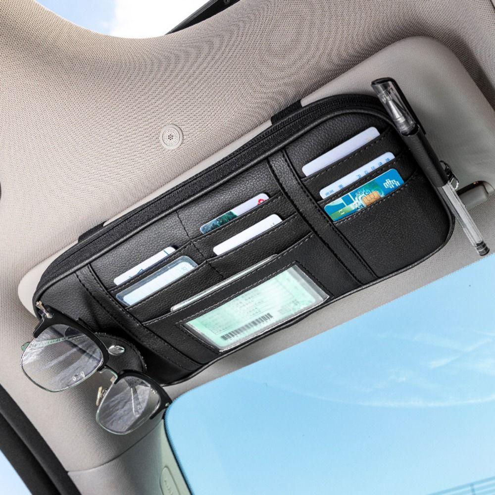 Multi-Pocket Car Sun Visor Organizer Multi-function Car Glasses Holder  Card Storage