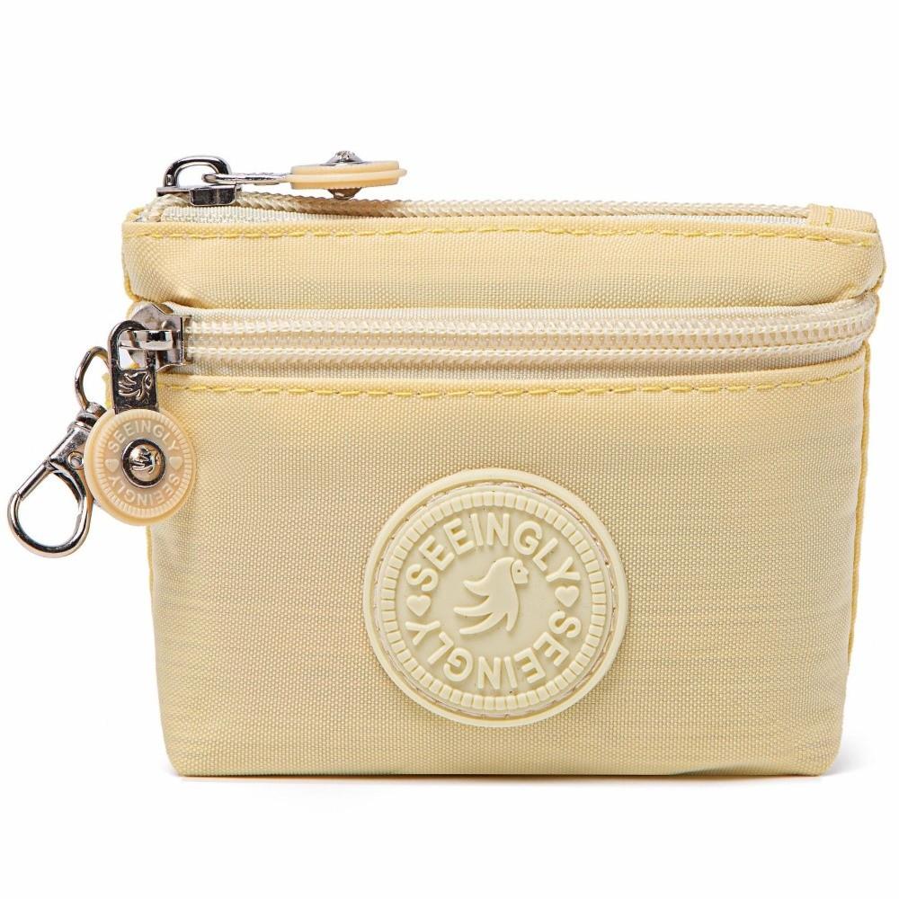 New Solid Color Women Wallet Nylon with Keychain Coin Purse Waterproof Mobile Phone Bag Ladies