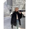 Luxury Black Faux Fur Coat Women Winter Warm Fluffy Lapel Jacket Oversized Outerwear