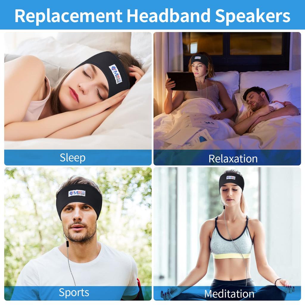 MMUSS Sleep Pillow Speaker with Replacement Headband for Sleep Wired Brown 2023 Version Ultra-Thin Stereo, Headphones, 3.5 Interface,