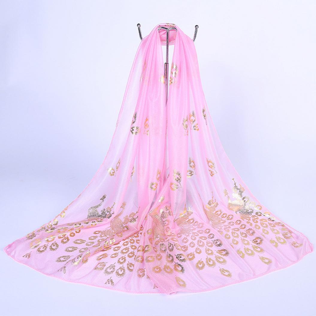 

Женский шарф с павлином, длинный мягкий весенне-осенний шарф, двенадцать цветов, пляжная шаль