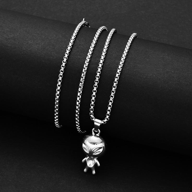 European and American Personalized Hip-hop Titanium Steel Necklace Men, Trendy Brand Simple Pendant Long Sweater Chain Accessories Women
