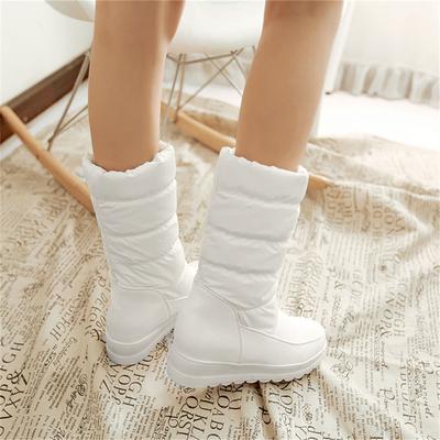 Winter Warm Women Snow Boots Waterproof Winter Shoes Solid Color Mid Calf Thick Fur Down Platform Ladies Snow Boots
