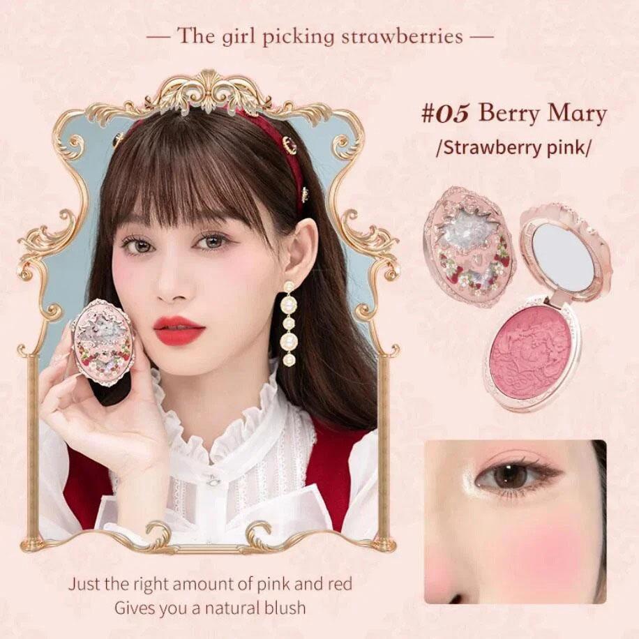Flower Knows Erdbeer Rococo Serie Geprägtes Rouge 5g Rougepuder Berry Mary Rougepalette Make-up Professionell