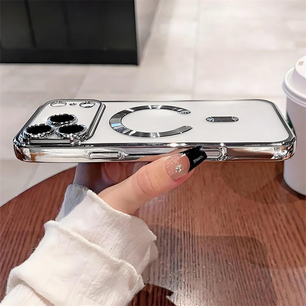 Luxus Galvanisiert Stoßfest Silikon Magnetisch Hülle Für iPhone 17 16 15 14 13 12 11 Pro Max Für Magsafe Kabelloses Laden Klare Hülle