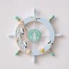 11" Nautical Beach Wooden Ship Wheel Wall Art Coastal Style Boat Steering Wheel Wall Hanging Ornament with Starfish And Hemp Rope for Living Room