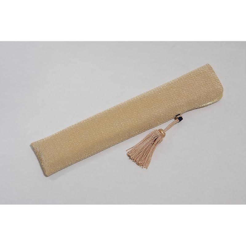 Used [New] [Hasegawa] Kyoto fan "Kikyou" double-sided pattern, handmade by Kyoto craftsmen, fan with tassels, beige, fan bag included, paper box 0