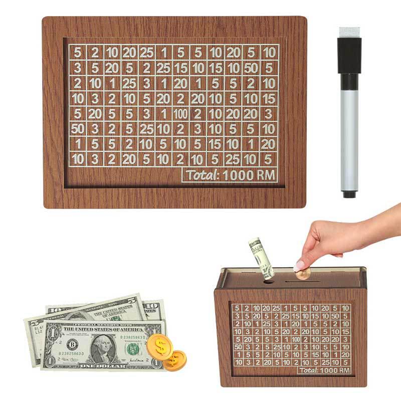 Cross-Border DIY Wooden Money Box with US Dollar Counter - Retro Piggy Bank