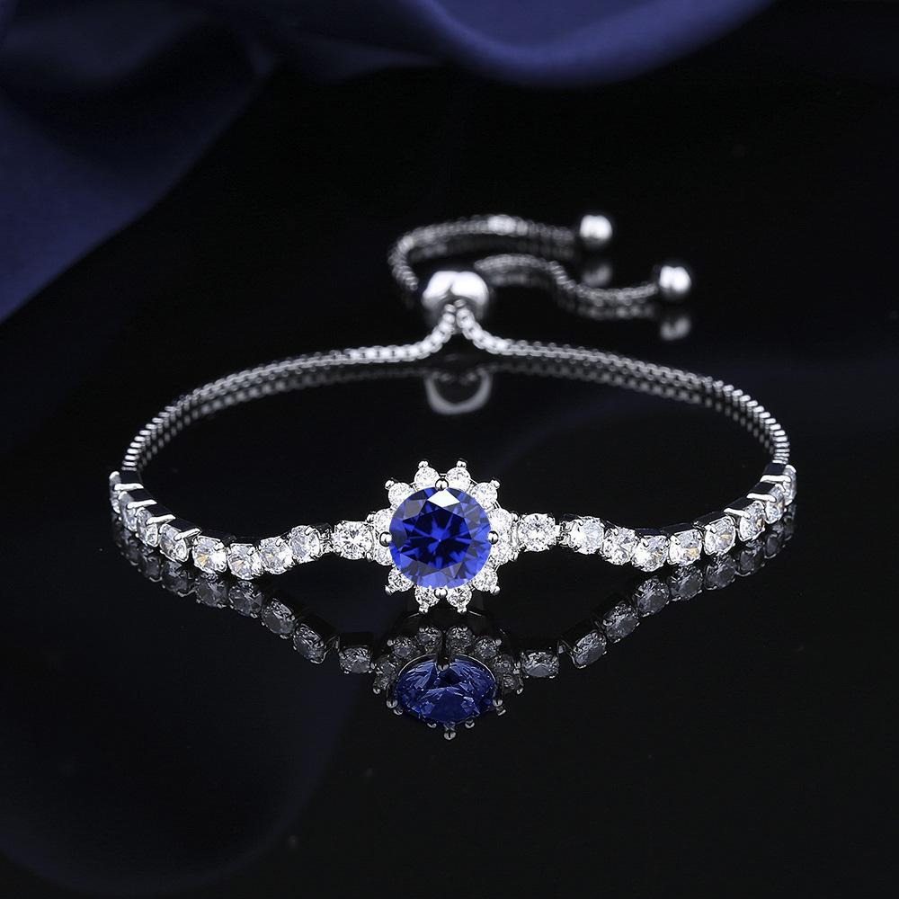 925 Silver Bracelet moissanite sunflower bracelet two carats hand jewelry women pull-out
