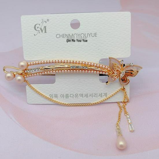 Chenmoyou Sweet Pearl Tassel Butterfly Clasp