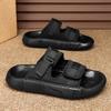 Fashion Leather Summer Men Comfort Outdoor Slippers Lightweight Fashionable Simple Quick Dry Thick Soled Soft Sole Beach Flats Slippers