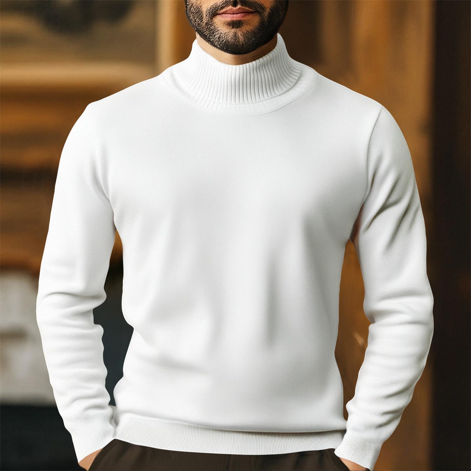 

Мужской пуловер с высоким воротником, облегающего кроя, плюс бархат, с длинным рукавом, однотонный свитер, мужской теплый вязаный свитер XL