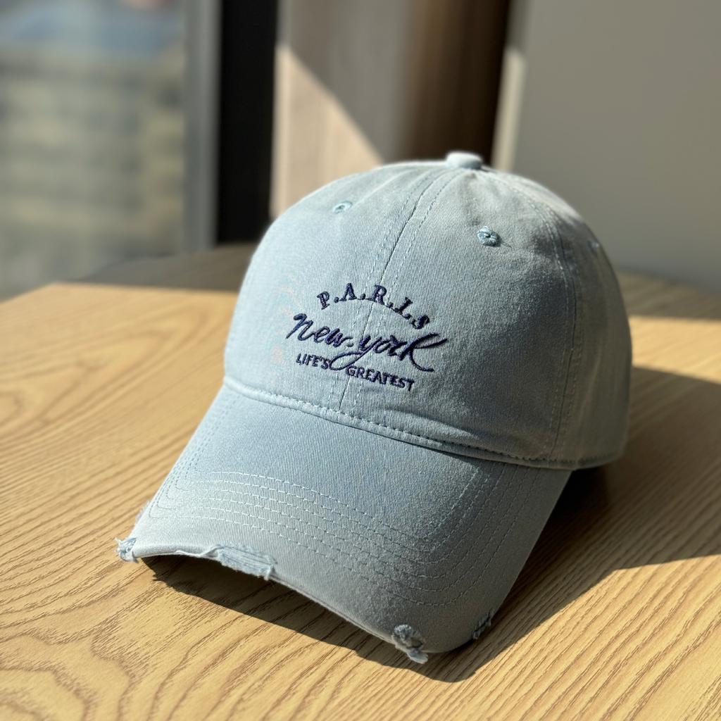 New letter-embroidered soft-top baseball cap for women, wide brim, makes the face appear smaller, duckbill cap for large head sizes