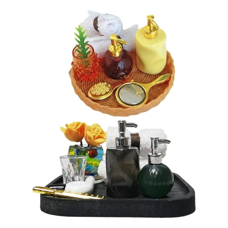 Creative Miniature Bathroom Toiletries Set Resin Figure Doll House Accessories With Fine Detail For Scene Decoration