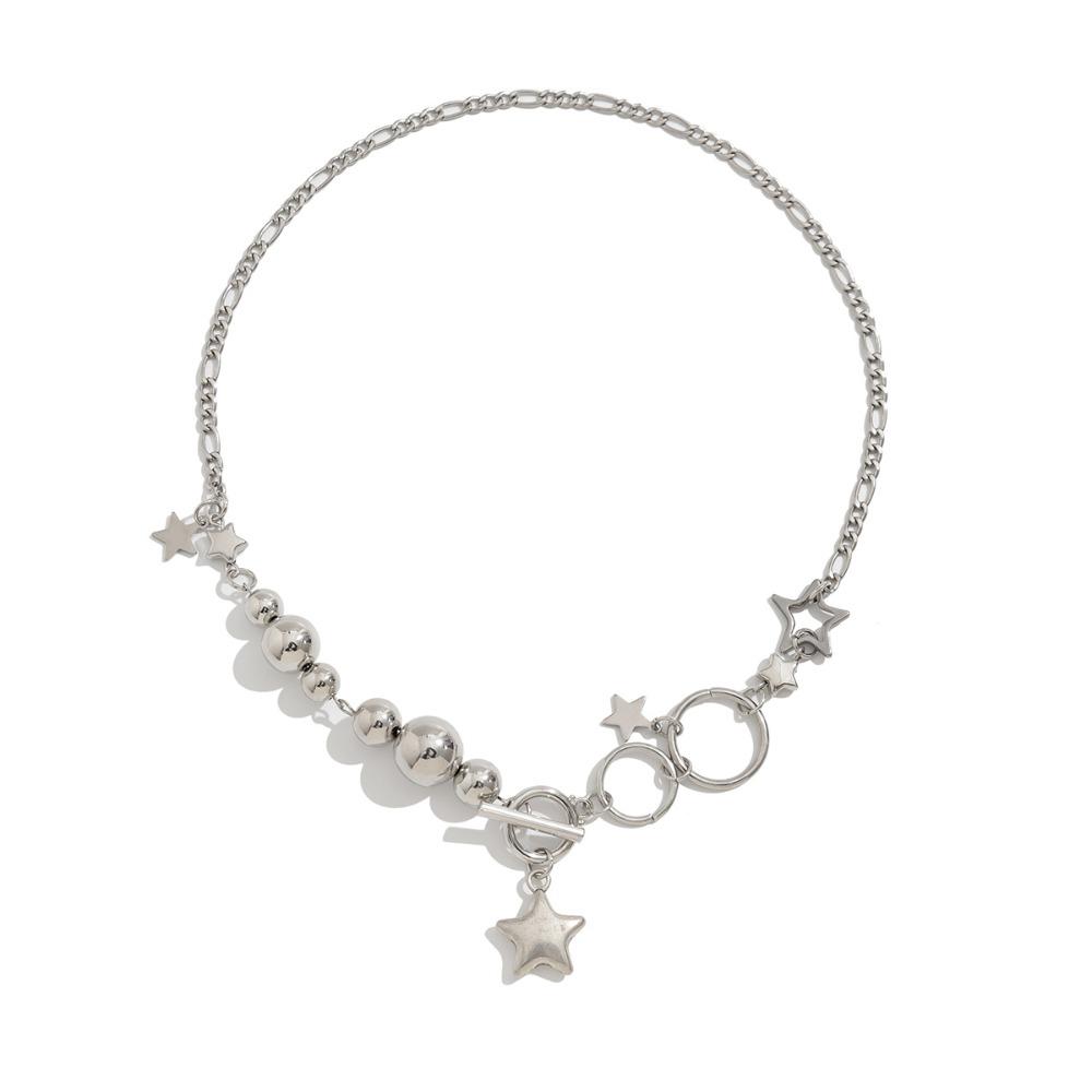 

Ожерелье с подвеской в виде полых звезд, простое ожерелье из бусин, мужская мода, мужское серебряное ожерелье, подарки Star Necklace