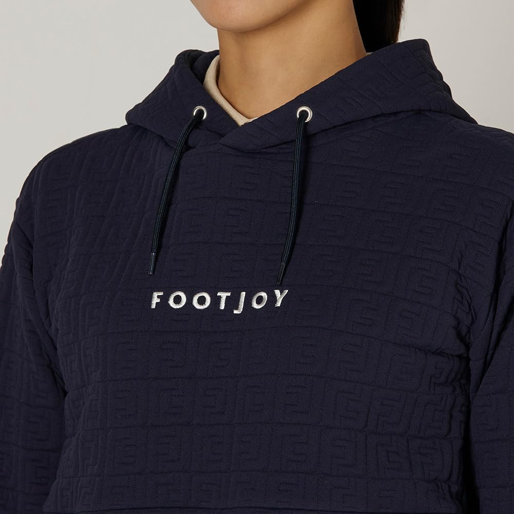 FootJoy FJ Quilted Long Sleeve Pullover Size L Hoodie, Navy, Women's, (FJW-F24-M04, 32303-L)