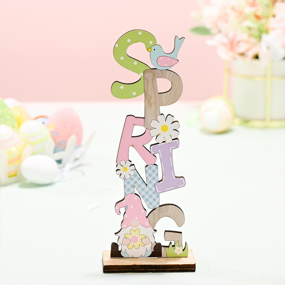 Colorful Wooden Easter  Ornaments Multiple Easter Elements Letter Plate Decorations For Home Office Party Workplace Exquisite Gifts