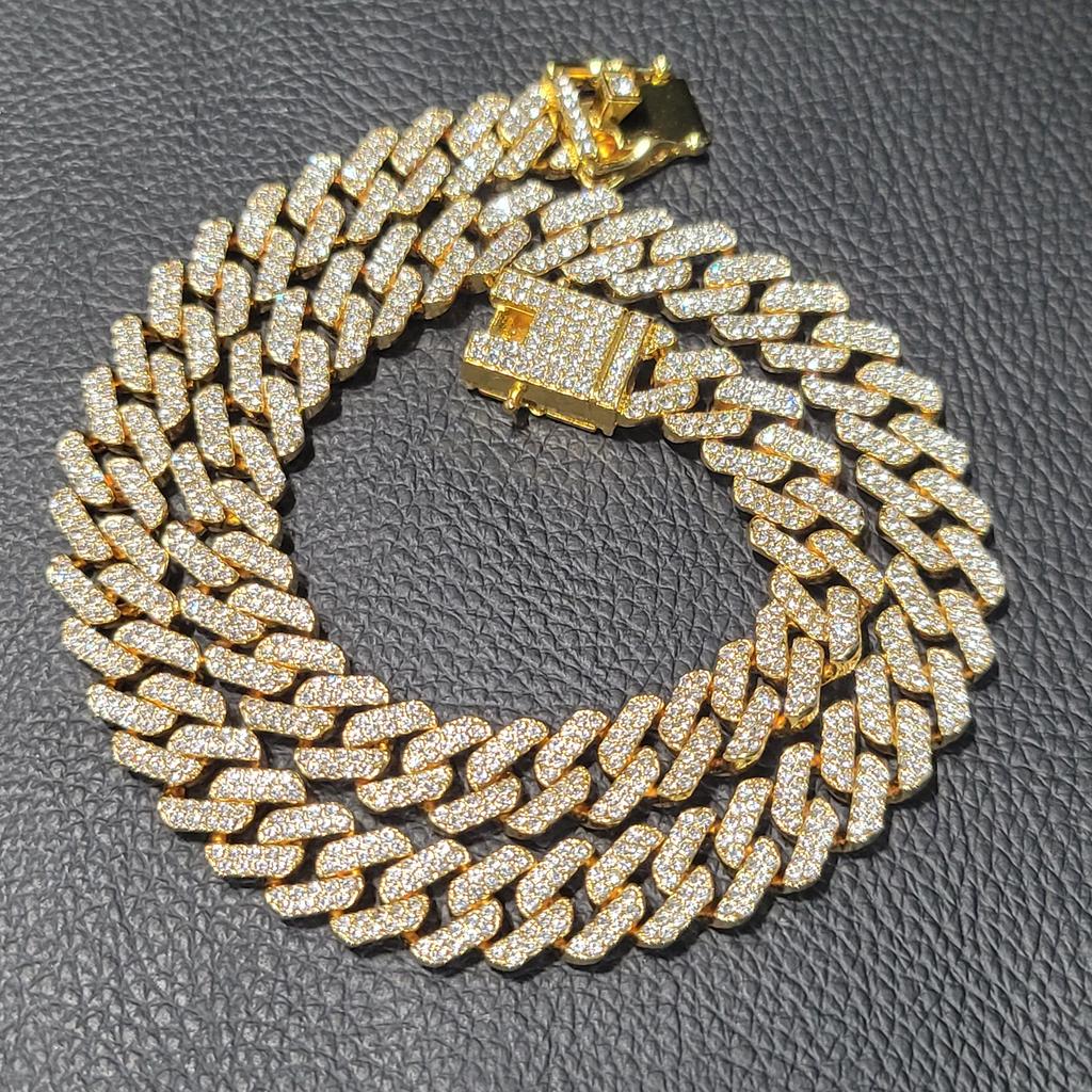 Módní Hip Hop Miami Kubánský Náhrdelník Řetízek Plný Diamantů 9mm 12mm 15mm 20mm 24mm Řetízky s Přívěskem Dlouhé Zapínání Spona Šperky Dárek
