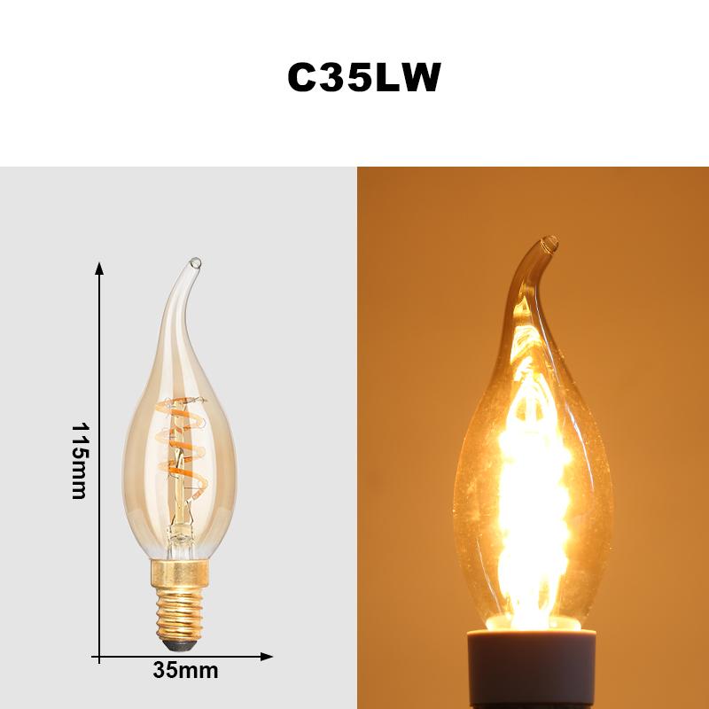 E27 LED Filament Light Bulb 220V 4W A60 ST64 T45 T185 G80 G95 G125 Retro Vintage Ampoules LED Edison Lamp Spiral Bulb For Home