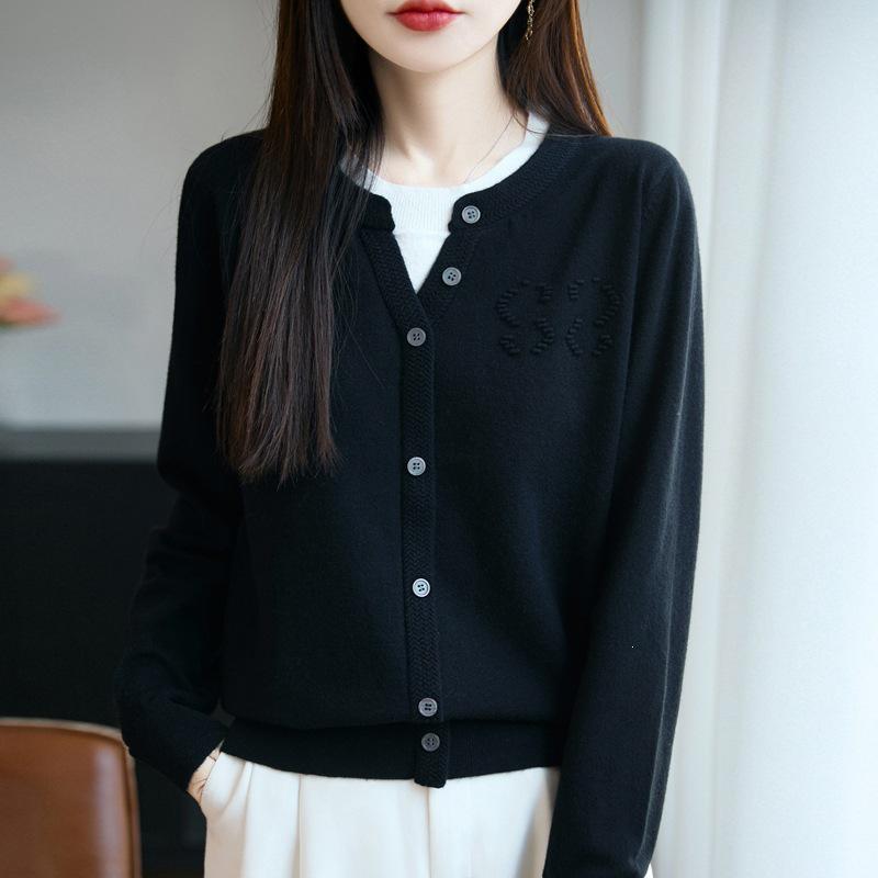 Cárdigan de punto de lana para mujer, cuello redondo, botones, estilo coreano, Otoño 2026