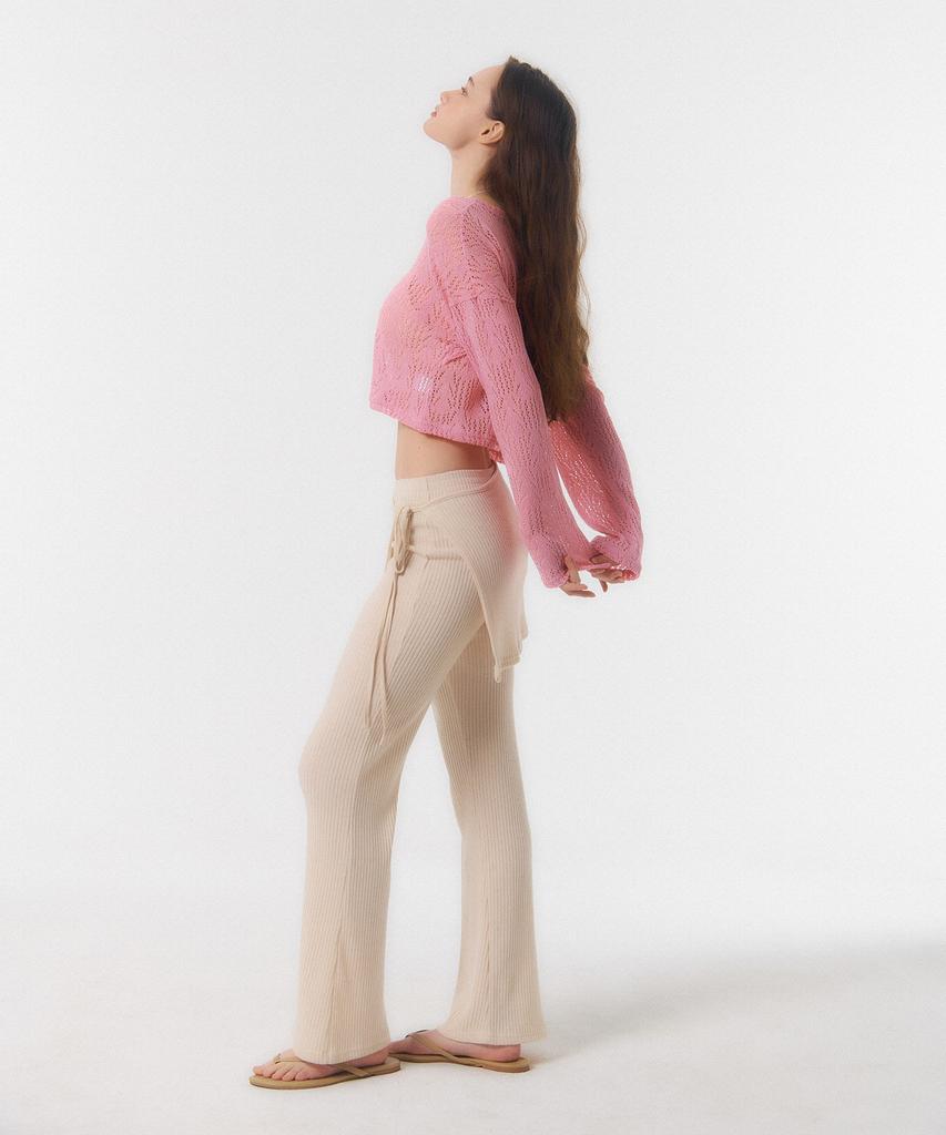 Kkuape Crop Cover-Up Knit Top_Neon Pink