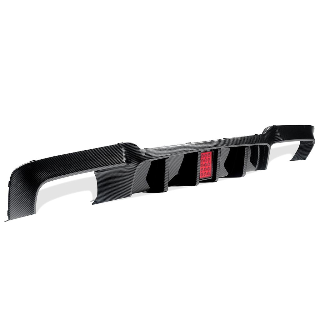 MagicKit for BMW 5 Series F10 M Sport Bumper 10-16 Carbon Look Rear Diffuser with LED Light