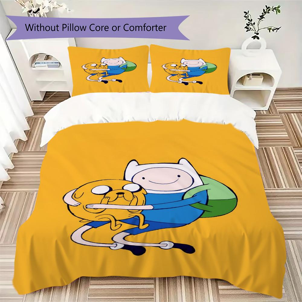 Adventure Time Anime Pattern Bedding Uilt Set Uilt Cover Pillowcase Home Decoration Birthday Gift (1 * Duvet Cover + 2 * Pillowcase  Without Core)03