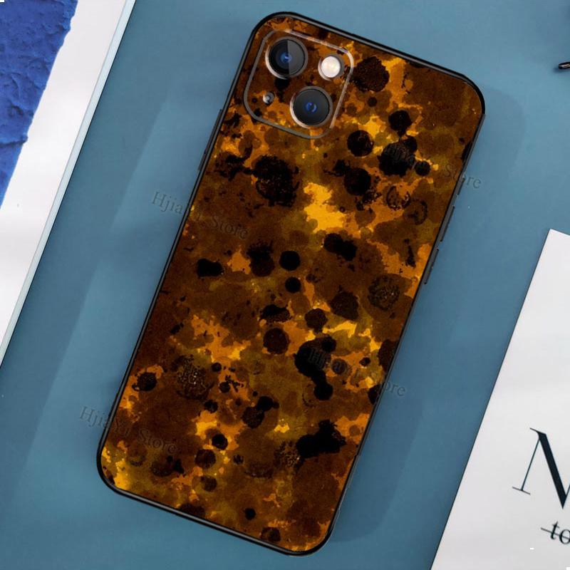 Tortoiseshell Tortoise Shell-fodral på för iPhone 11 12 13 Pro Max Mini X XR XS Max 6 7 8 Plus SE 2020 telefonbaksida