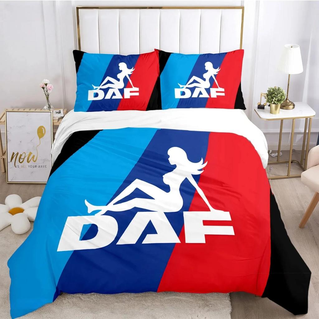 Federa Piumone con Logo Camion DAF alla Moda Set Biancheria da Letto Coperta Morbida e Federe per Ragazzi Singolo_Matrimoniale_Queen_King
