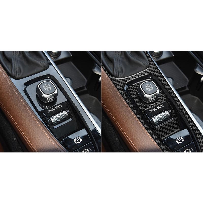 For Volvo XC90 2016— Car Accessories Carbon Fibe Gear Shift Button Decorative Panel Interior Cover Trim Sticker Modification