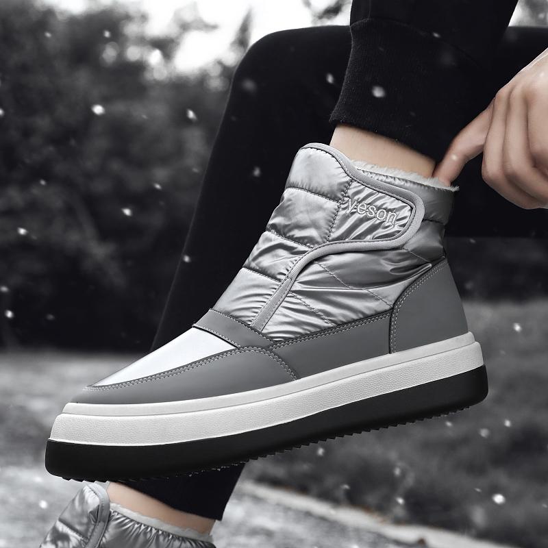 Men Ankle Boots 2024 New Winter Boots For Men Waterproof Warm Snow Botas Mujer Slip-On Ankle Boots Low Heels Winter Shoes Men