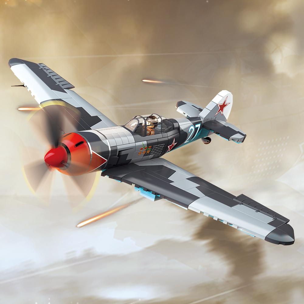 World War 2 WW2 Army Military Soldiers SWAT LA-7 Fin Fighter Model Building Blocks Bricks Children's Toys Christmas Gift