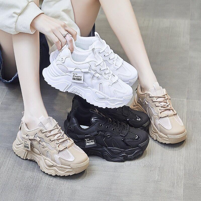 2025 Spring and Summer New Thick-soled Versatile Breathable Dad Shoes Flat-soled Sports Shoes Women's Shoes Little White Shoes Women's Shoes
