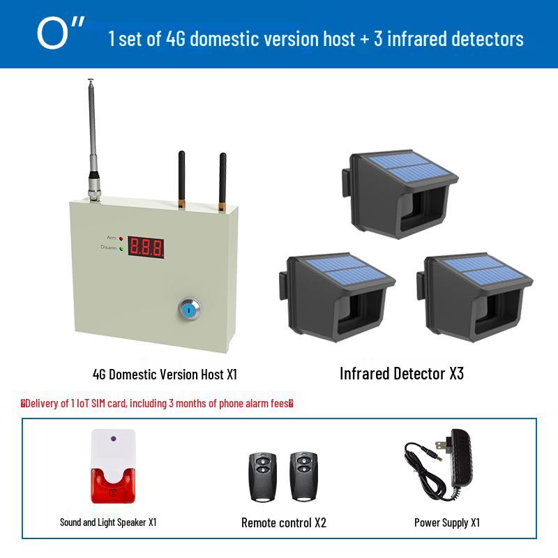 Black Iron Solar Wireless Anti-Theft Infrared Security Alarm for Fish Ponds and Orchards