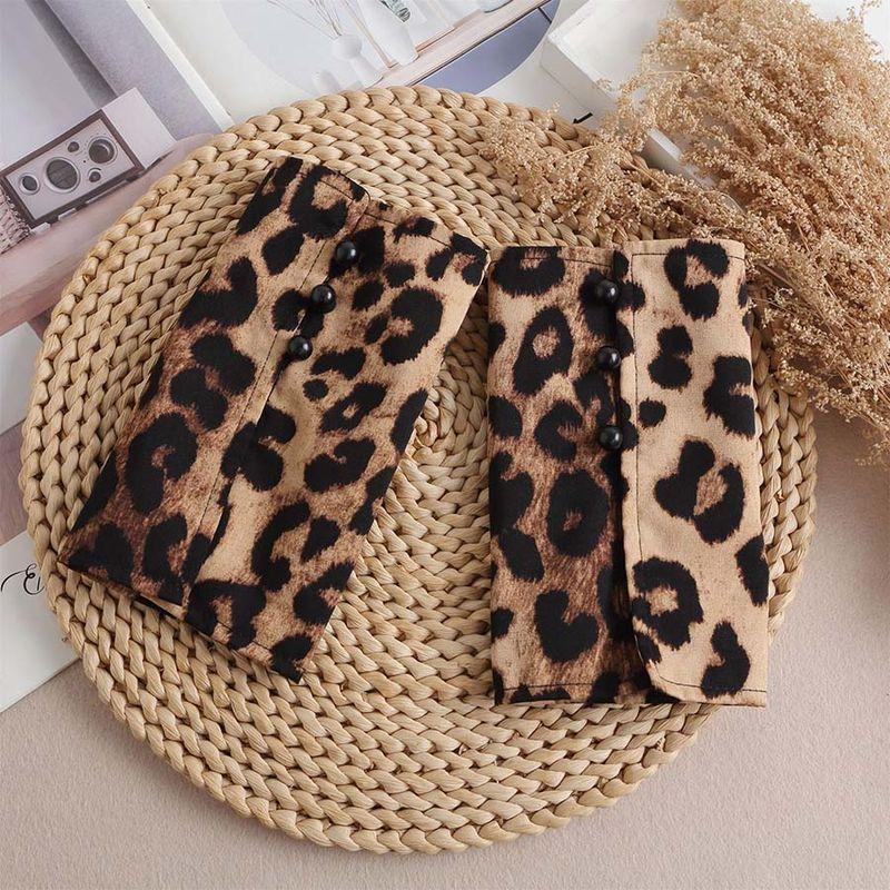 

White Fake Cuff Short Sleeve Base Gloves Fake Sleeve Women All-Match Pearl Sleeve Decoration Sweater Hoodie Short Leopard Pearl Buckle Sleeves One size