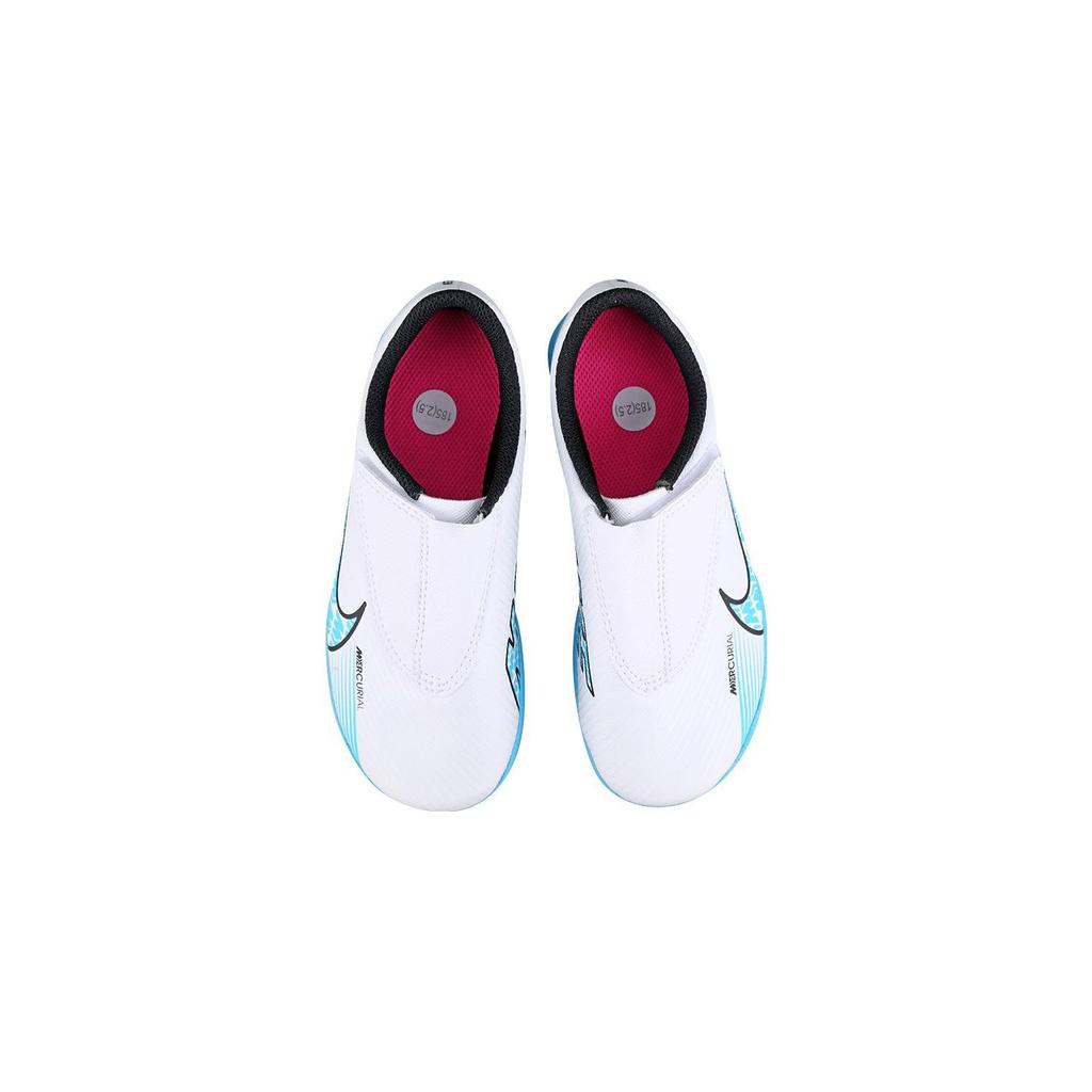 Nike Mercurial Vapor 15 Jr. Club TF Kids Soccer Shoes with Round Toe and Velcro Closure Kids Sneaker Blue White DJ5966-146